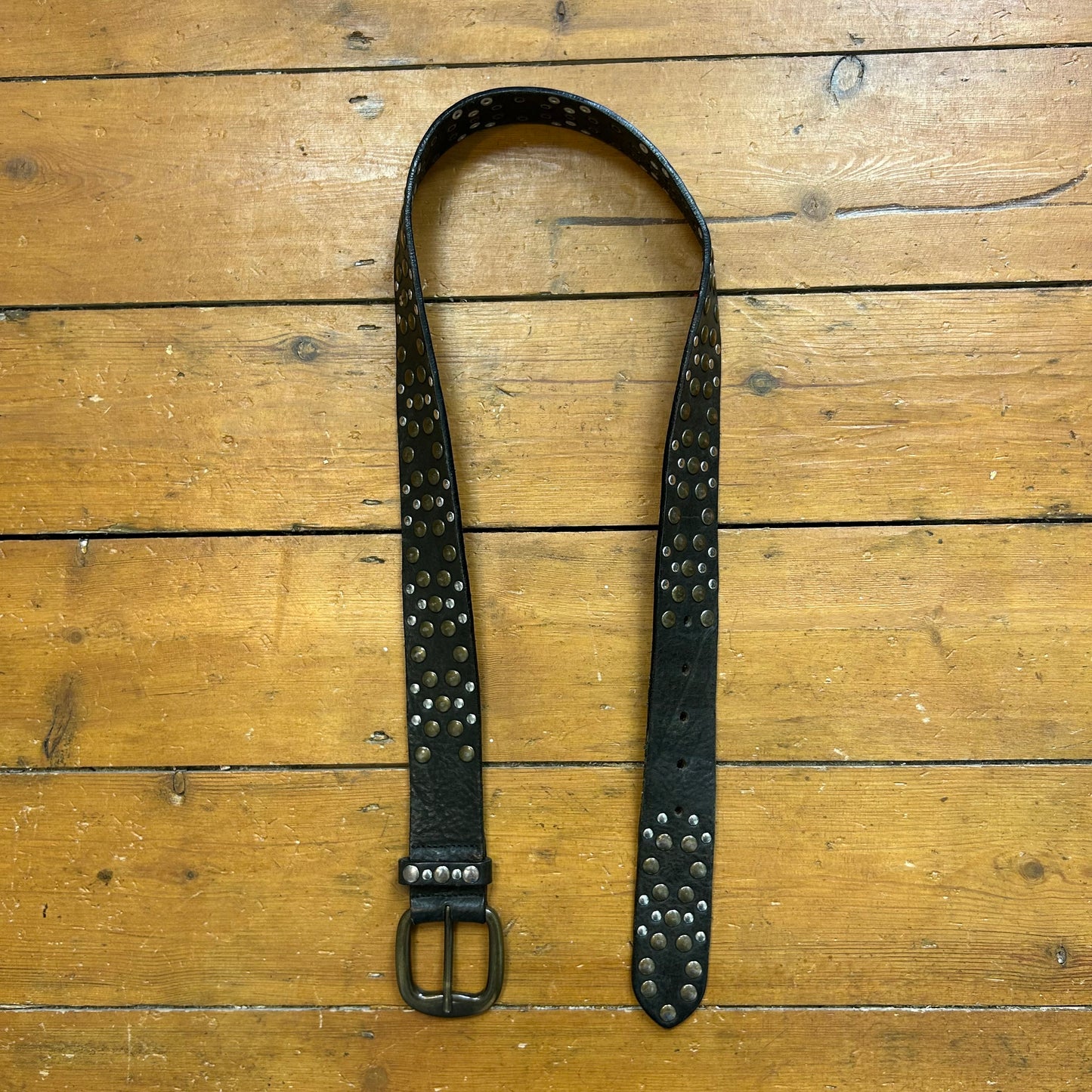 vintage 00s black studded belt