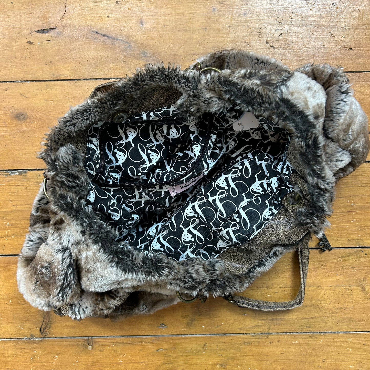 vintage 00s faux fur shoulder bag