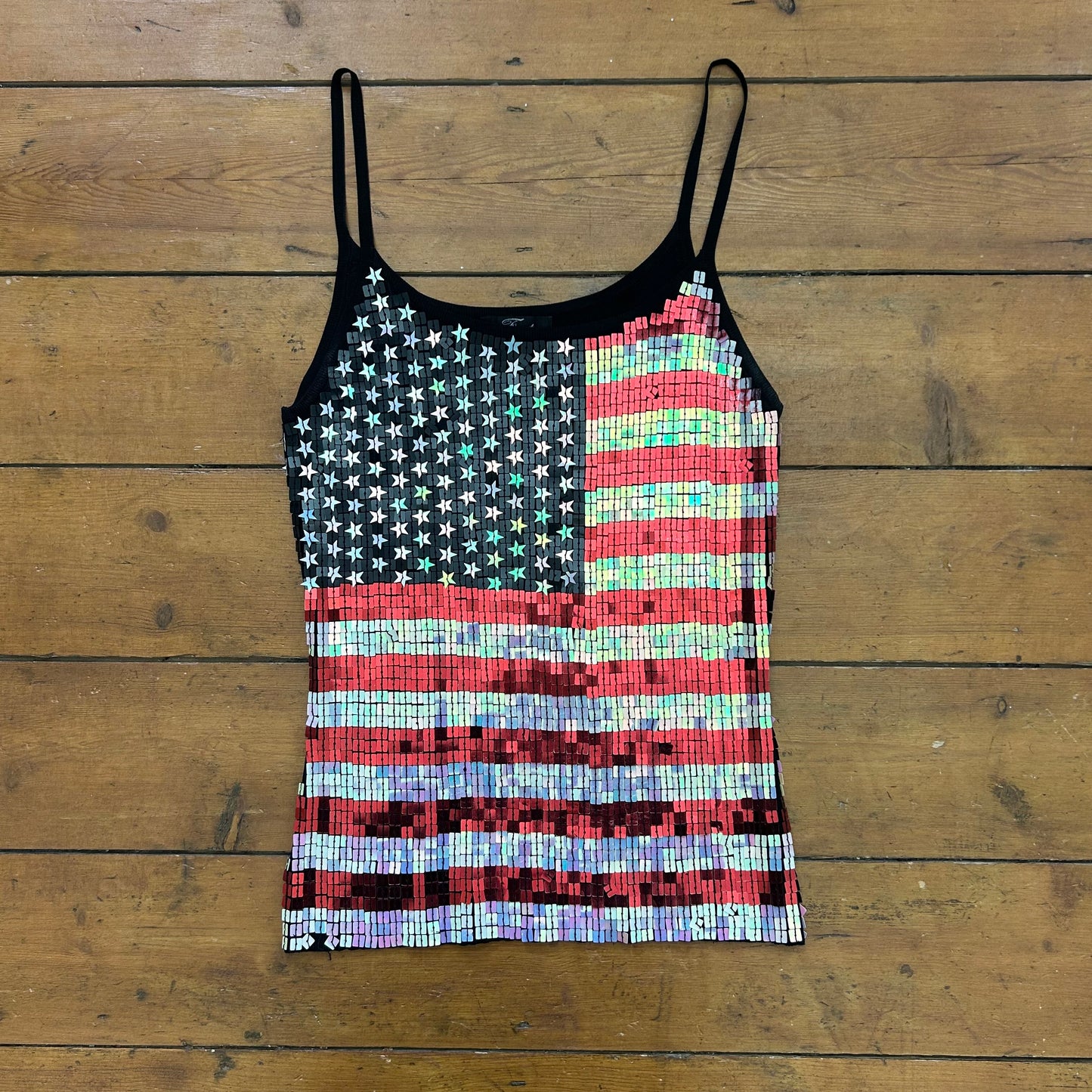 vintage 00s sequin USA flag cami