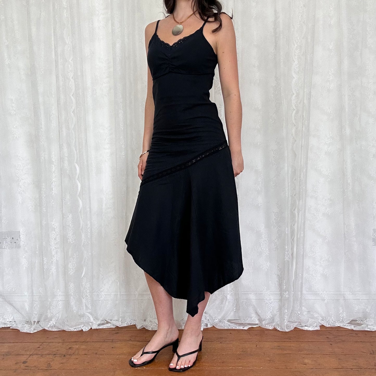 vintage 00s black summer midi dress