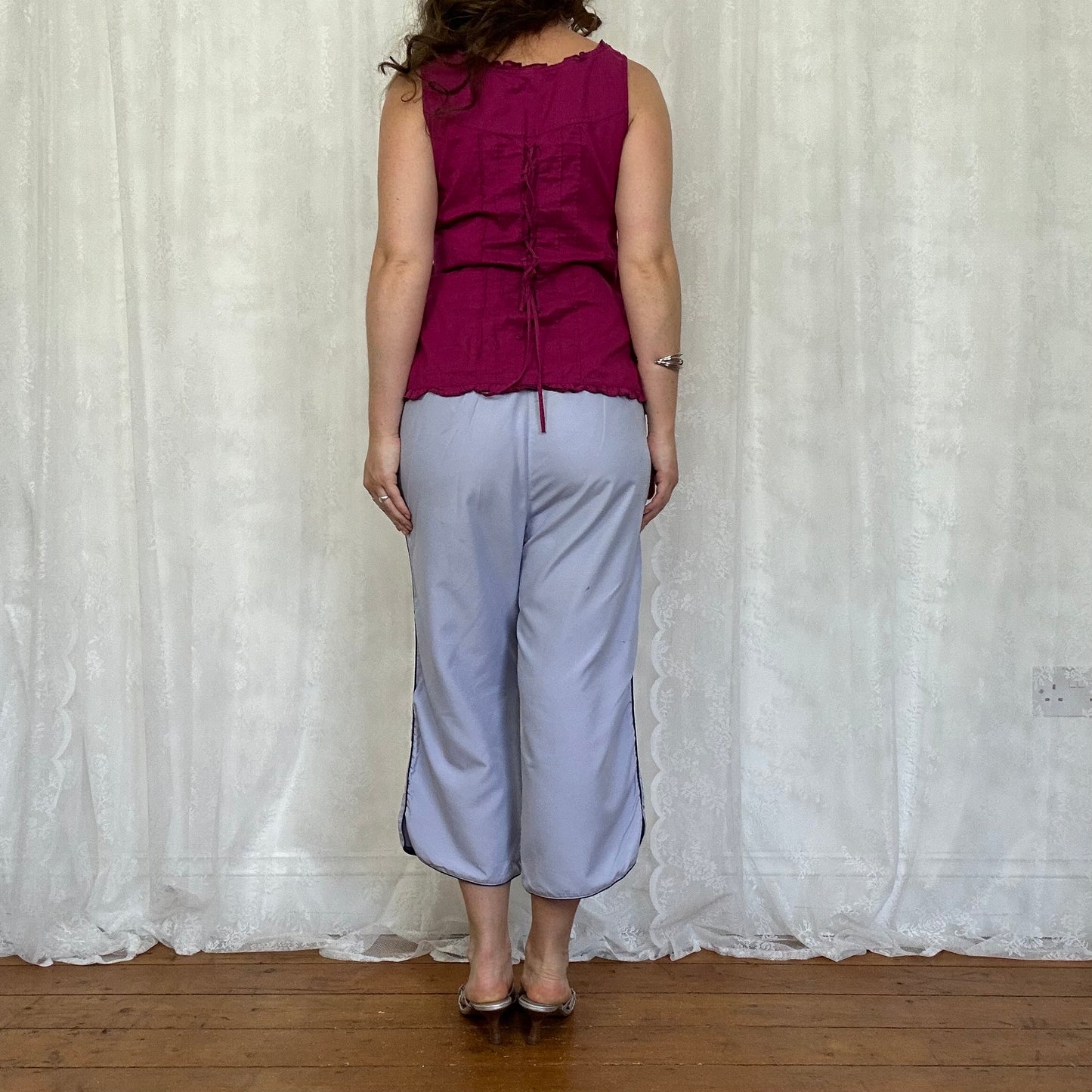 vintage 00s magenta tie back cami top
