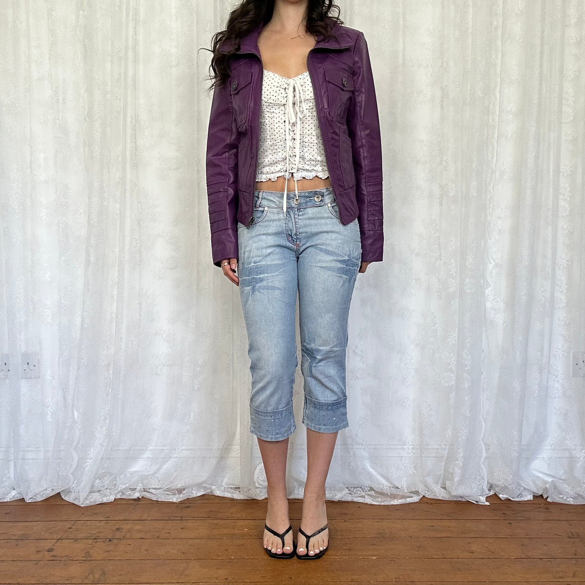 vintage 00s purple leather jacket