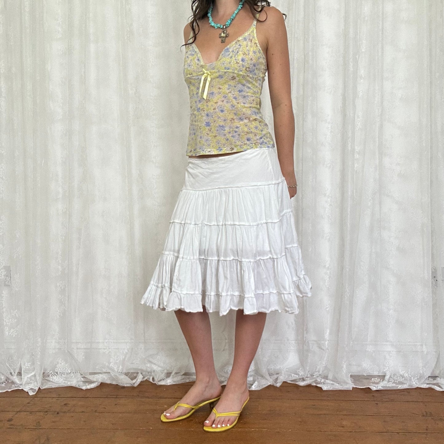 vintage 00s yellow floral intimissimi cami