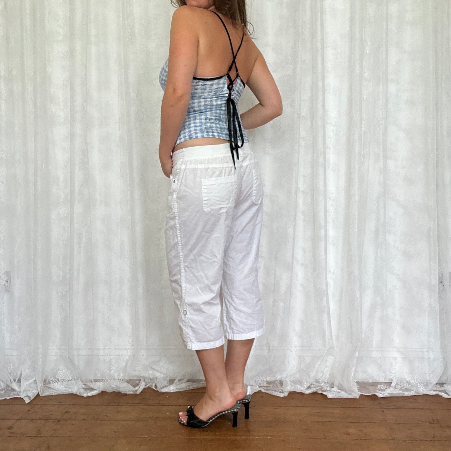 vintage 00s blue gingham intimissimi cami