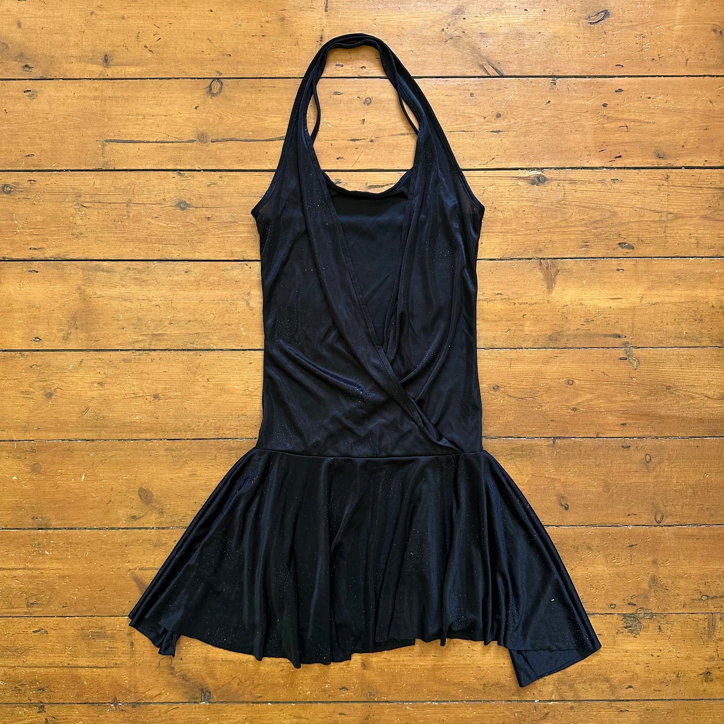 vintage 00s black sparkly slinky halter dress