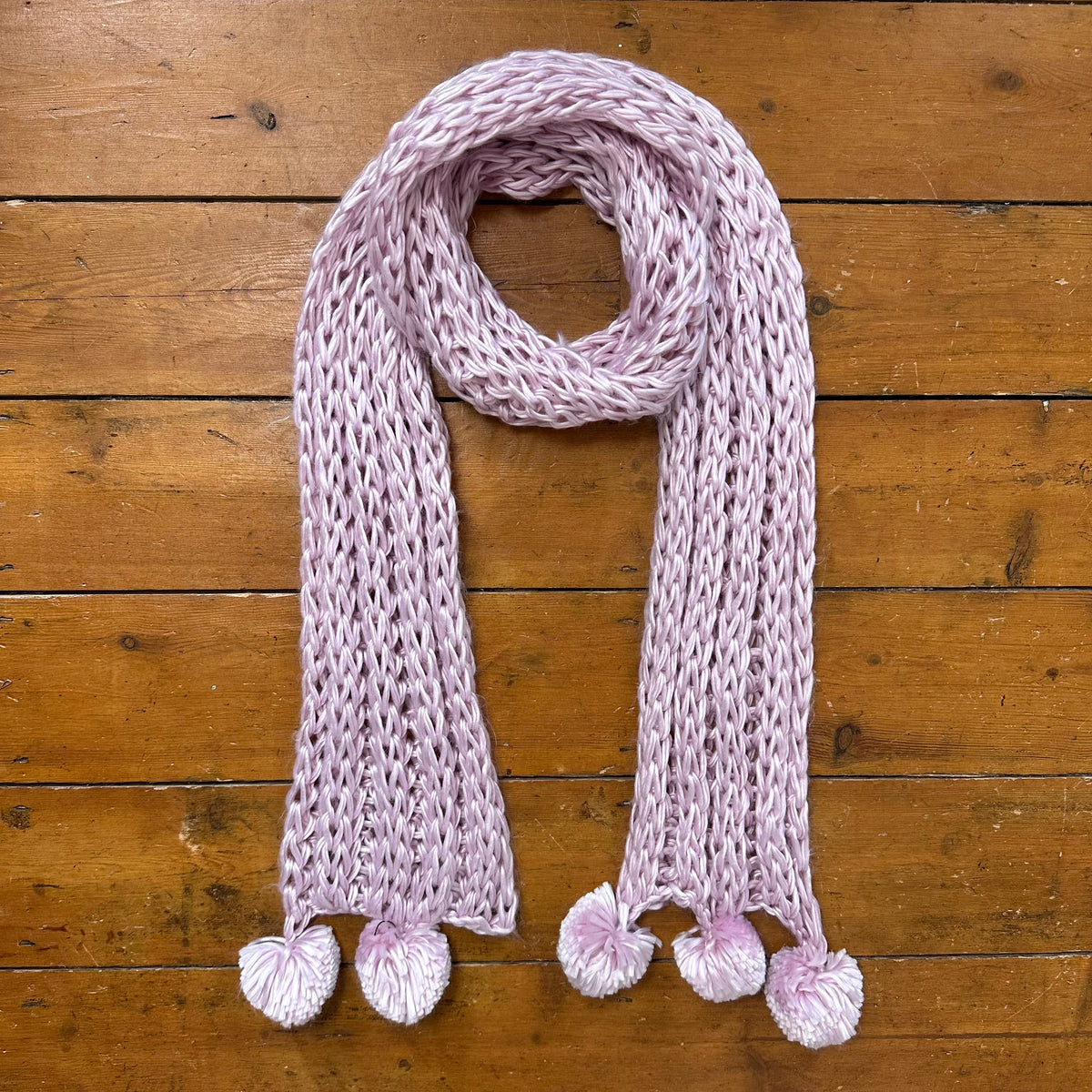 vintage 00s pale pink crochet knit scarf