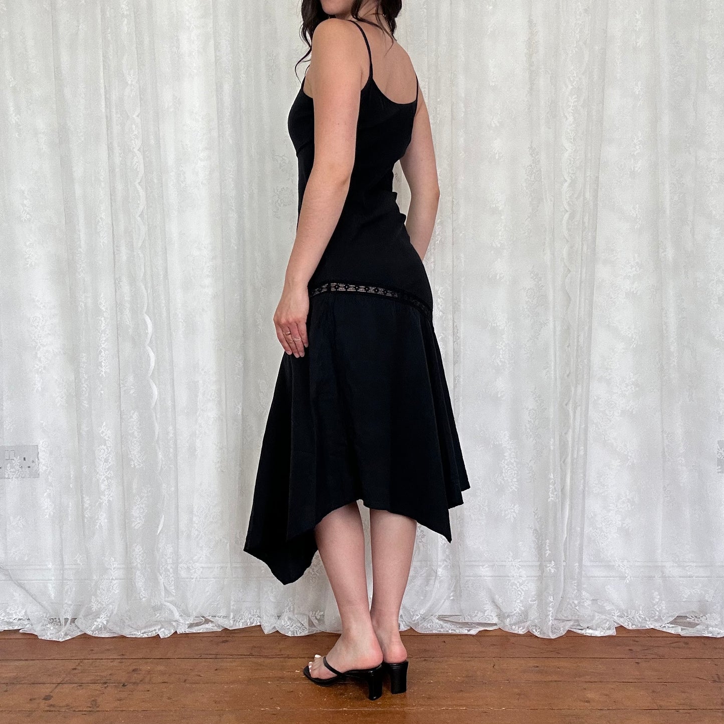 vintage 00s black summer midi dress