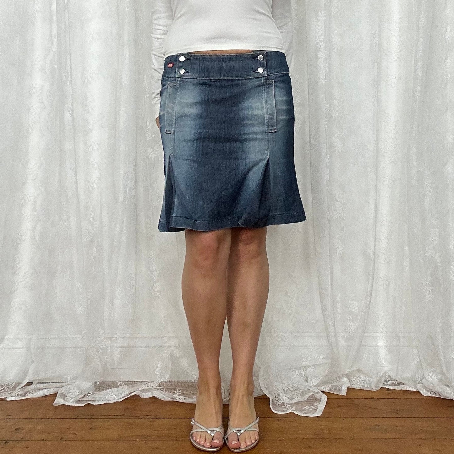 vintage 00s miss sixty denim midi skirt