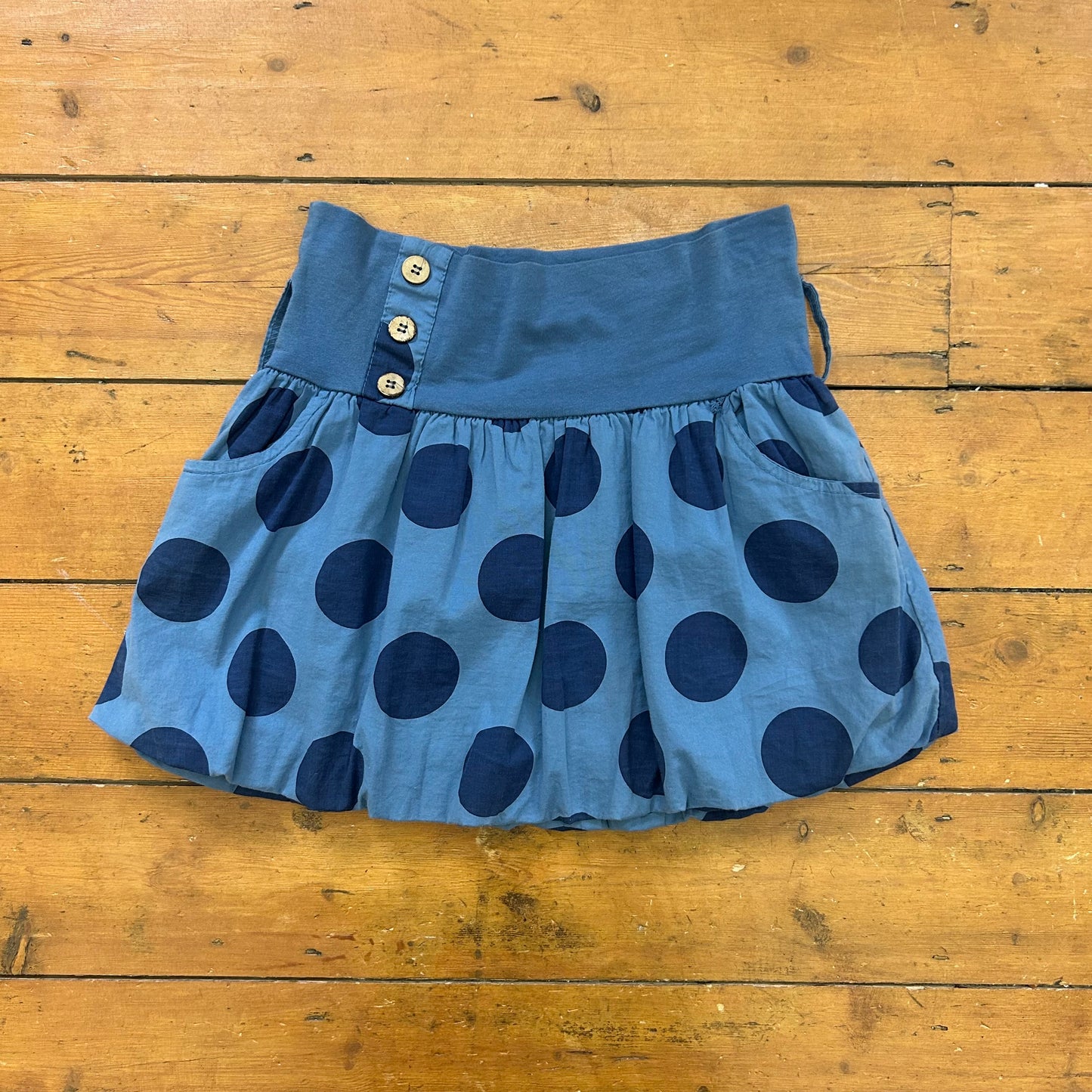 vintage 00s blue polka dot puffball skirt
