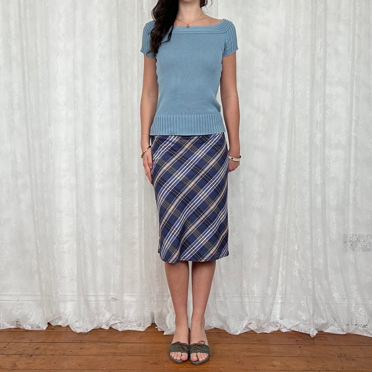 vintage 00s powder blue knitted short sleeve top