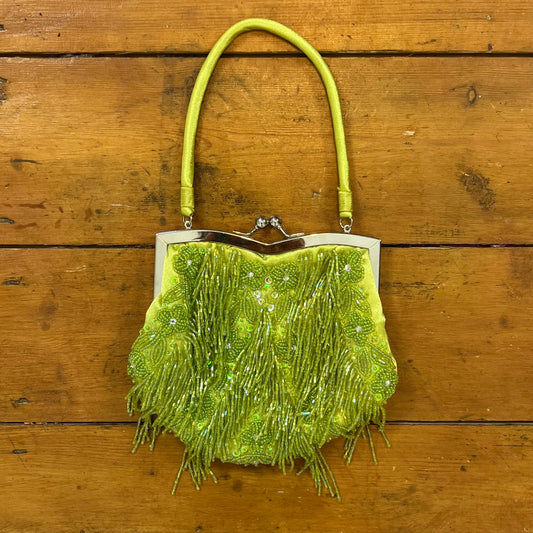 vintage 00s green sequin beaded mini handbag