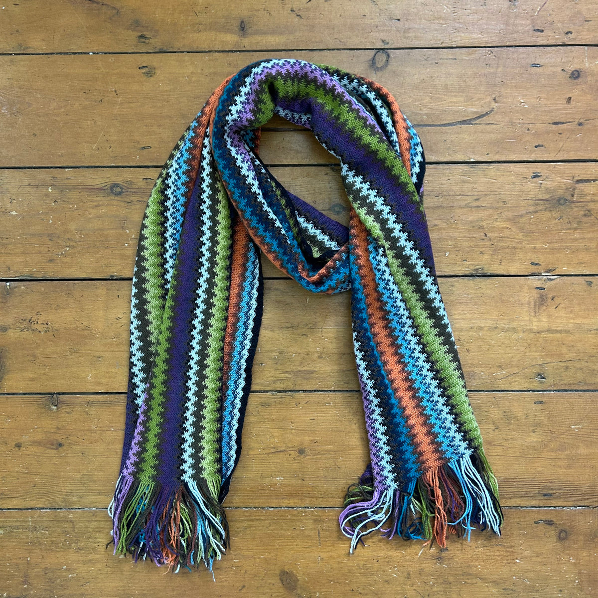 vintage 00s multi colour striped scarf