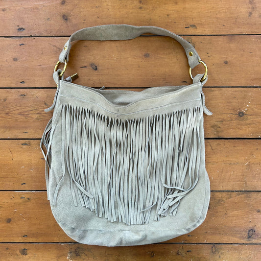 vintage 00s leather tassle shoulder bag
