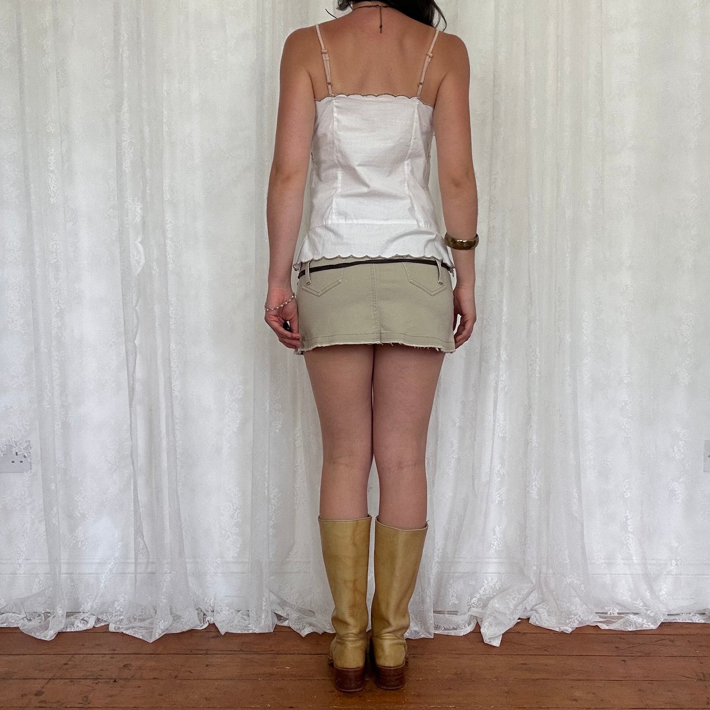 vintage 00s white embroidered cami