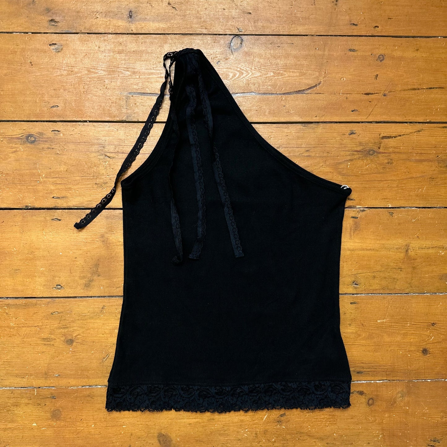 vintage 00s black one shoulder top