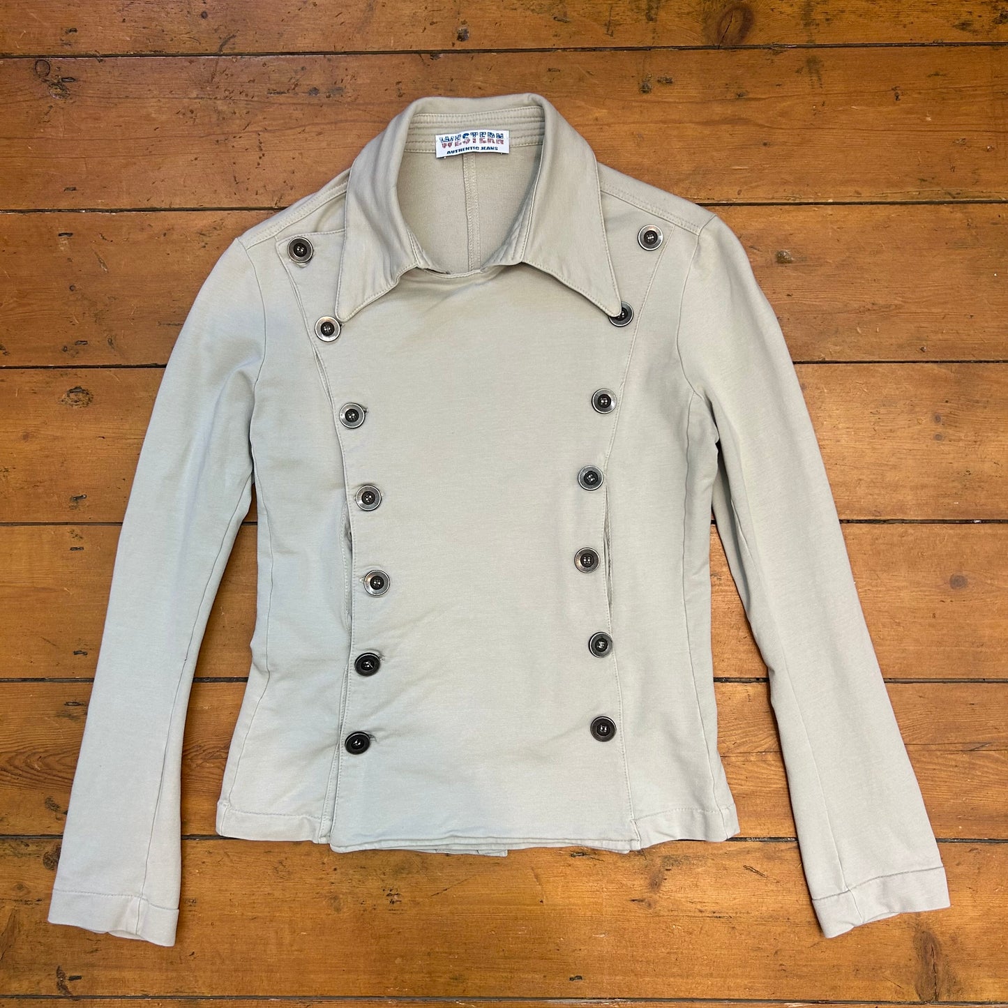 vintage 00s beige double breasted cotton jacket