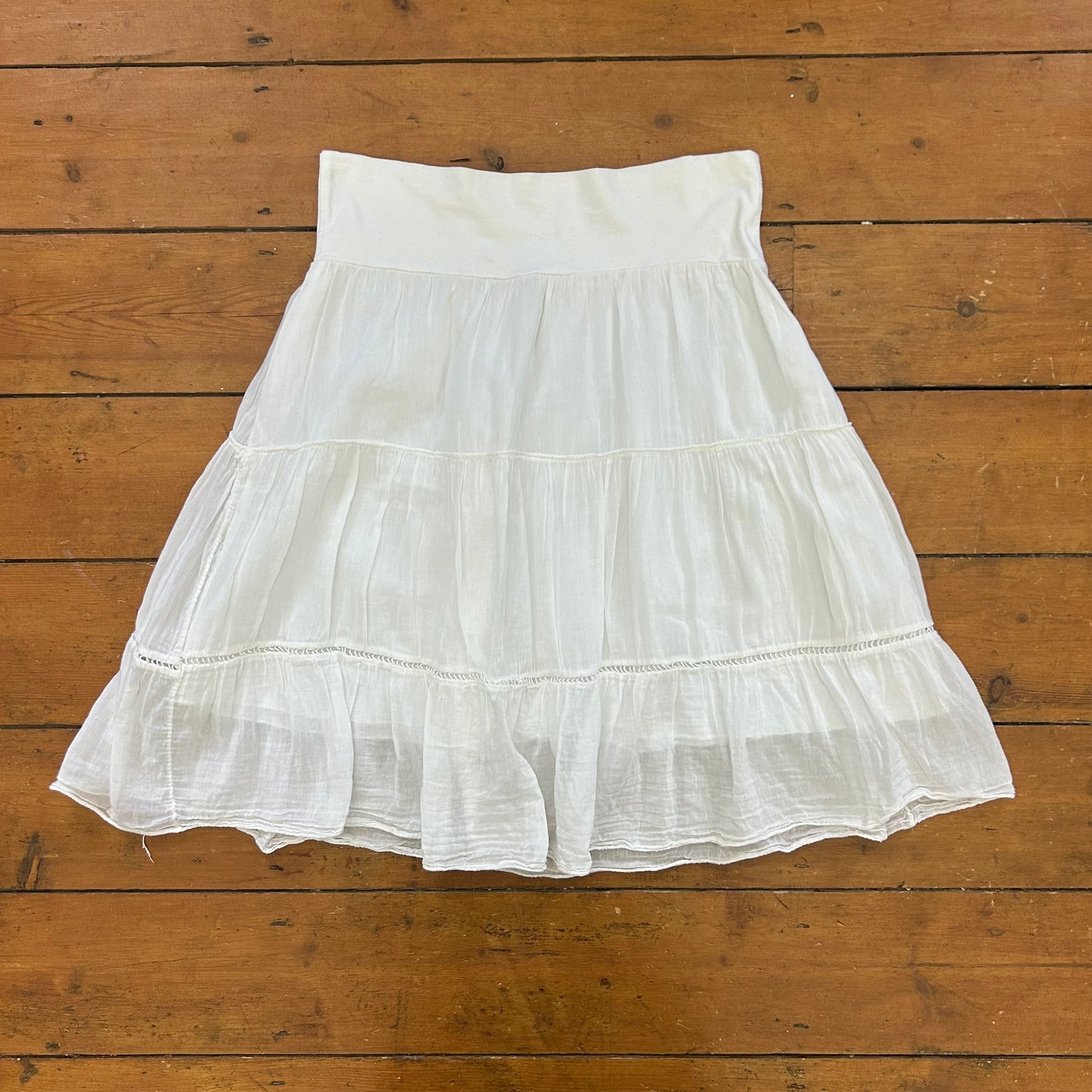 vintage 00s white tiered midi skirt