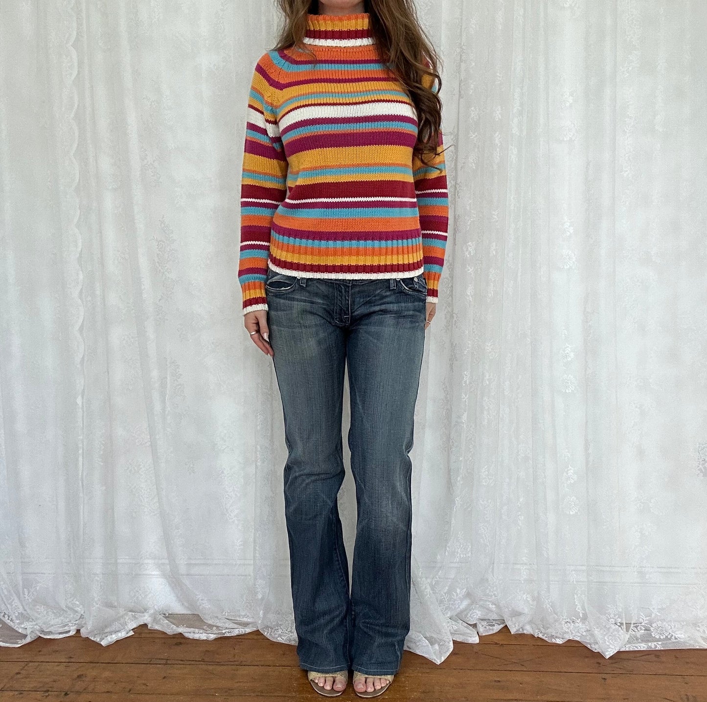 vintage 00s multicolour striped knitted jumper
