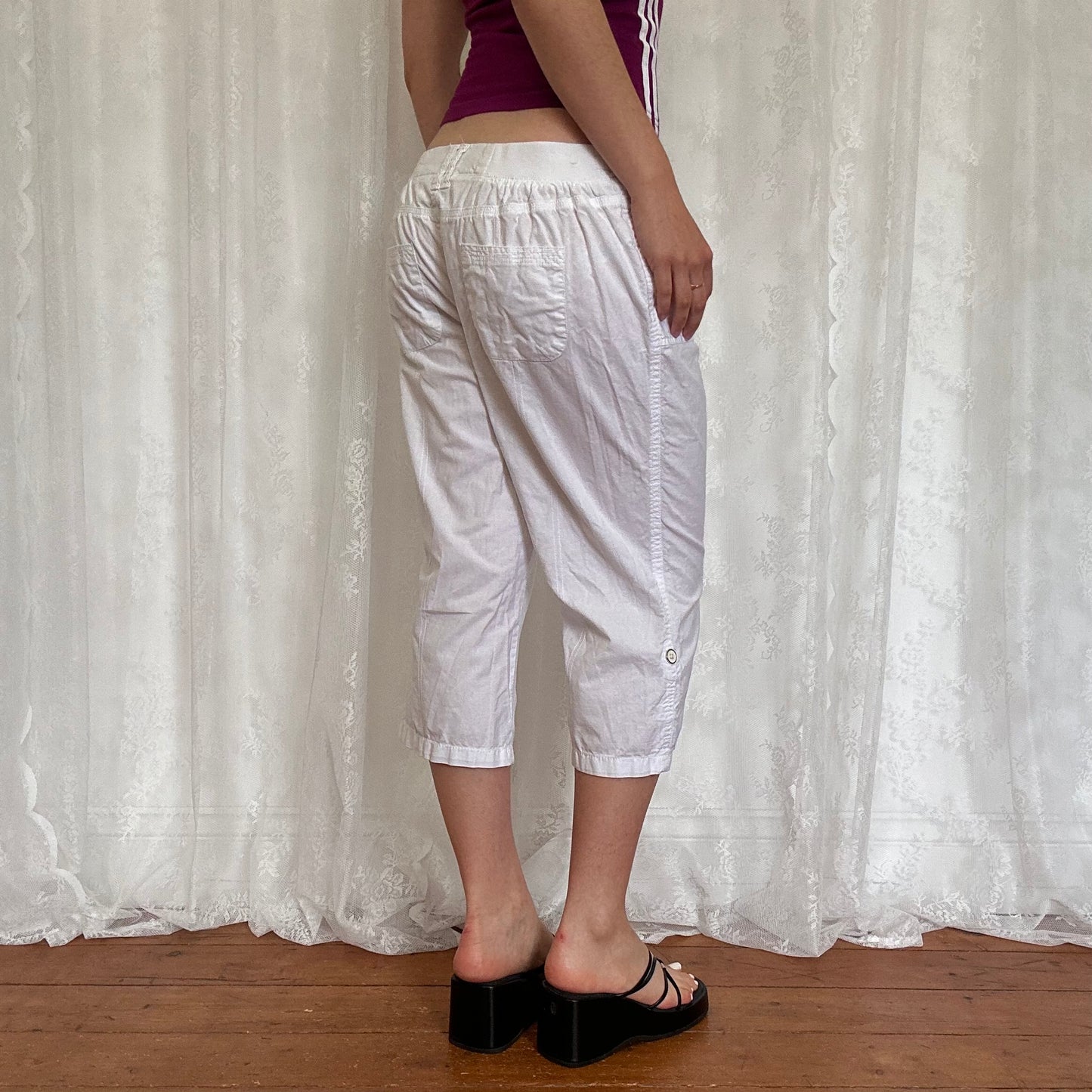 vintage 00s white capri trousers