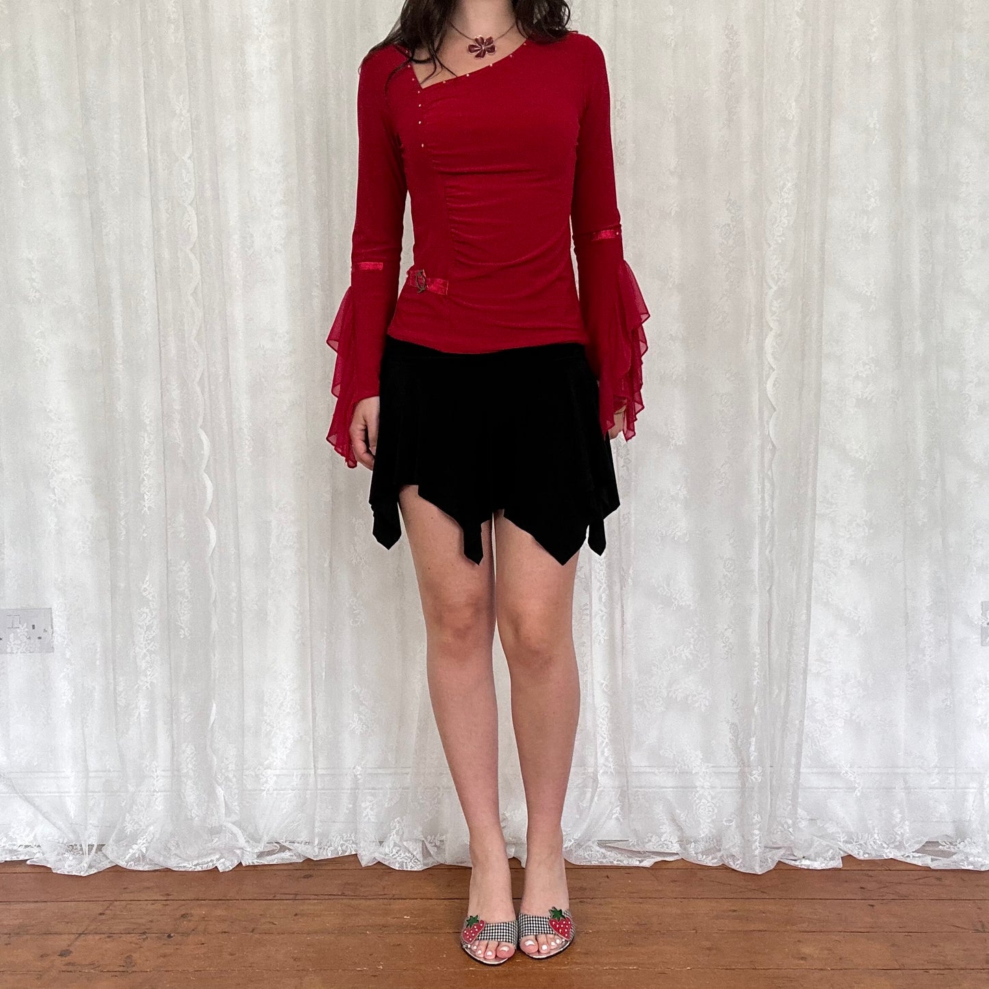 vintage 00s black fairy hanky hem mini skirt