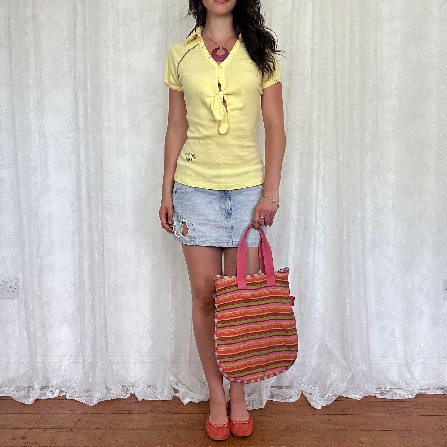 vintage 00s kipling multicolored stripey bag