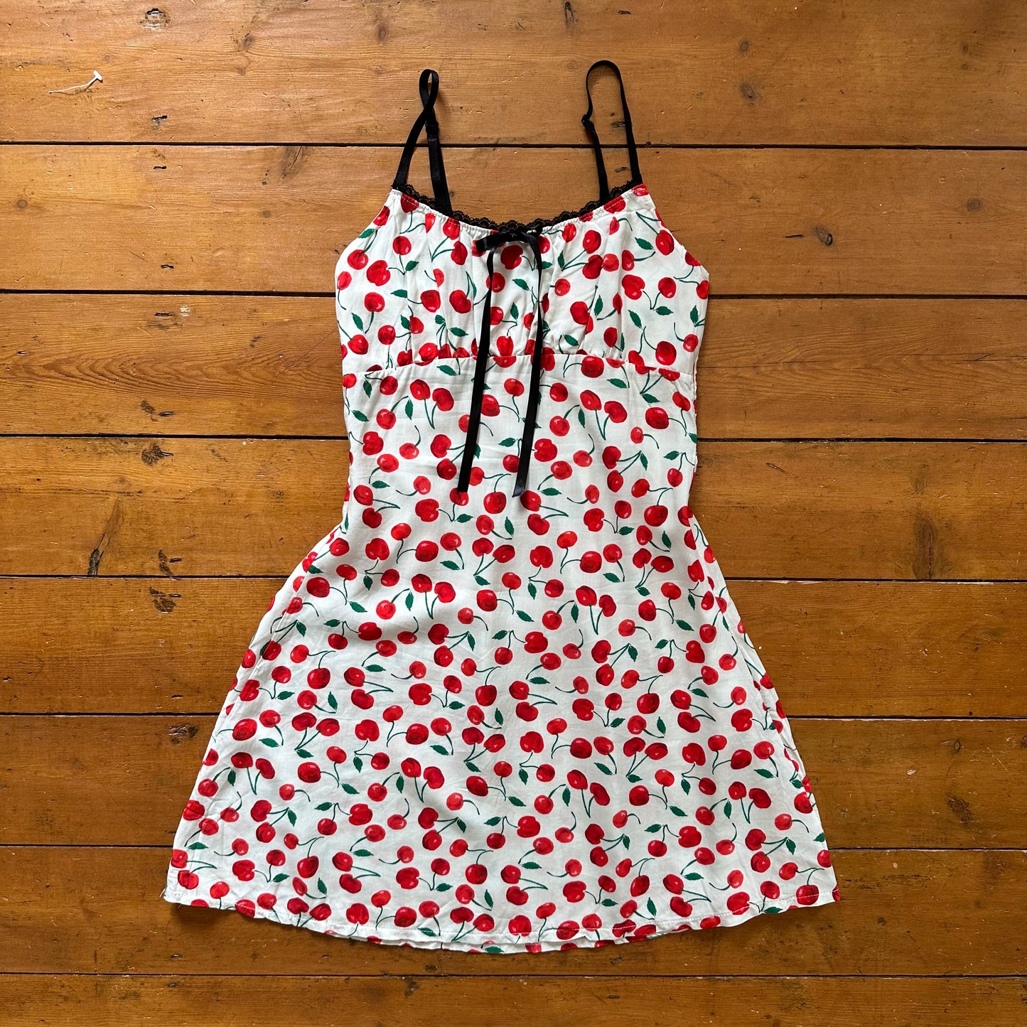 vintage 00s cherry print mini dress