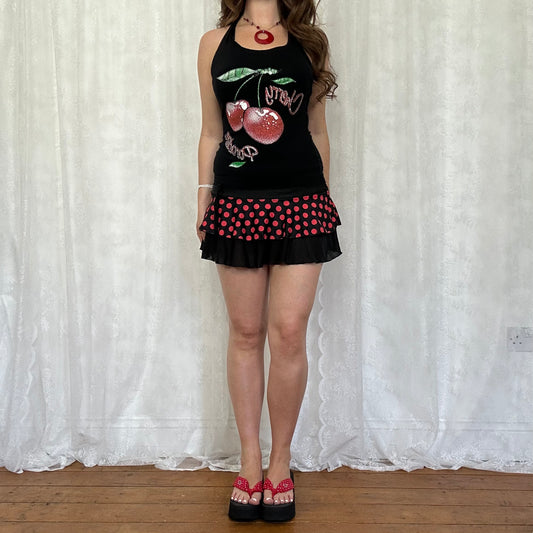 vintage 00s black cherry graphic halter top