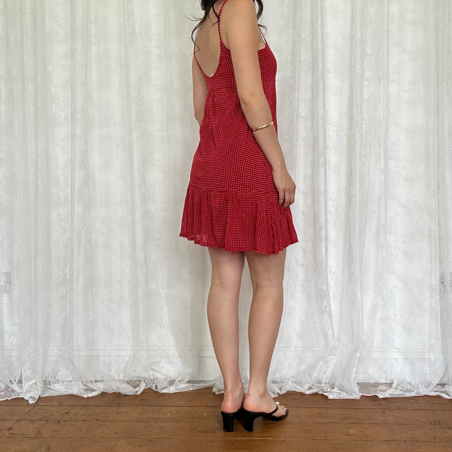 vintage 00s red polka dot babydoll dress
