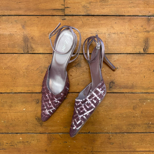 vintage 00s lilac sequin heels