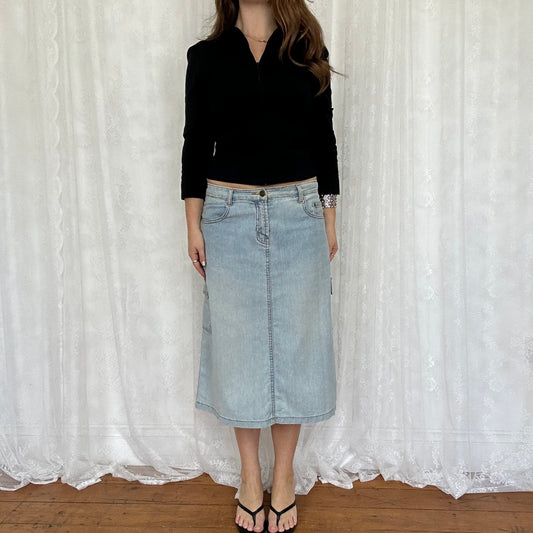 vintage 00s black crop sleeve zip shirt