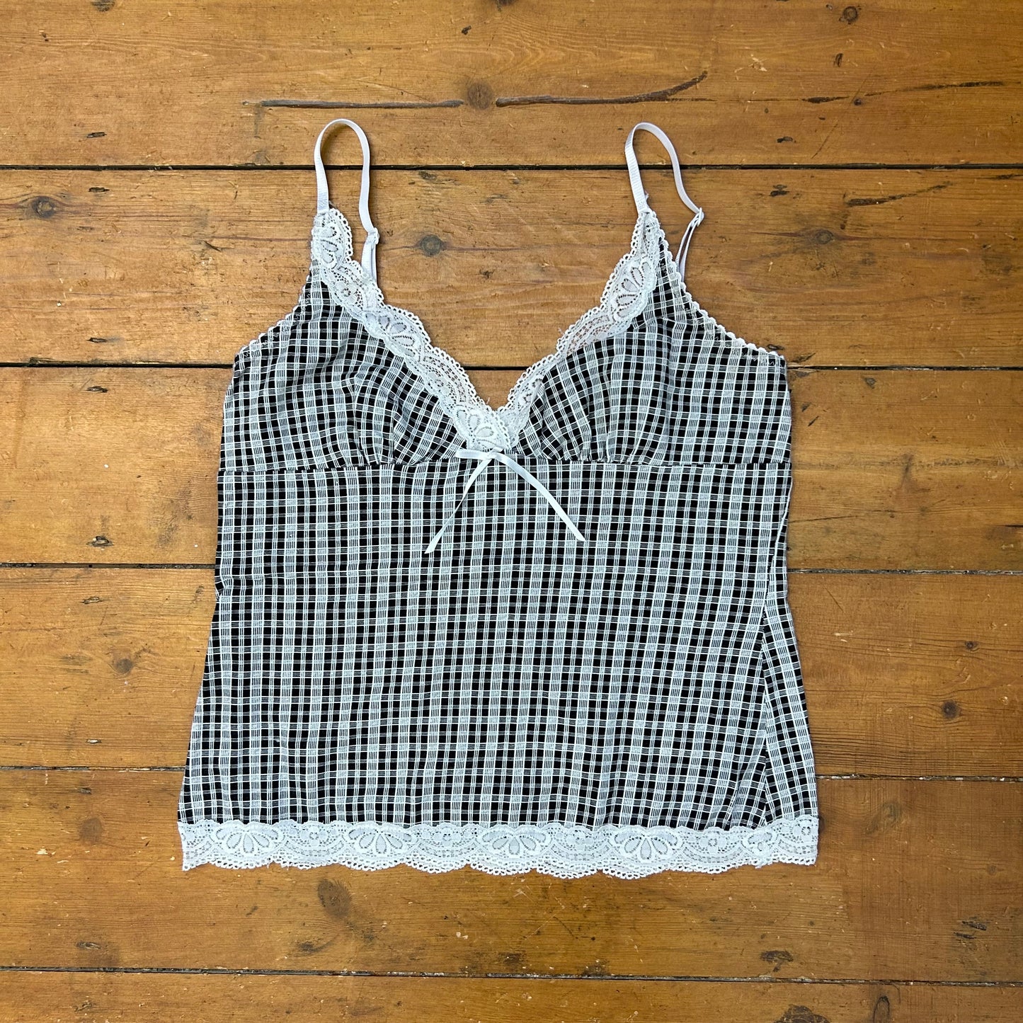 vintage 00s black and white checkered cami
