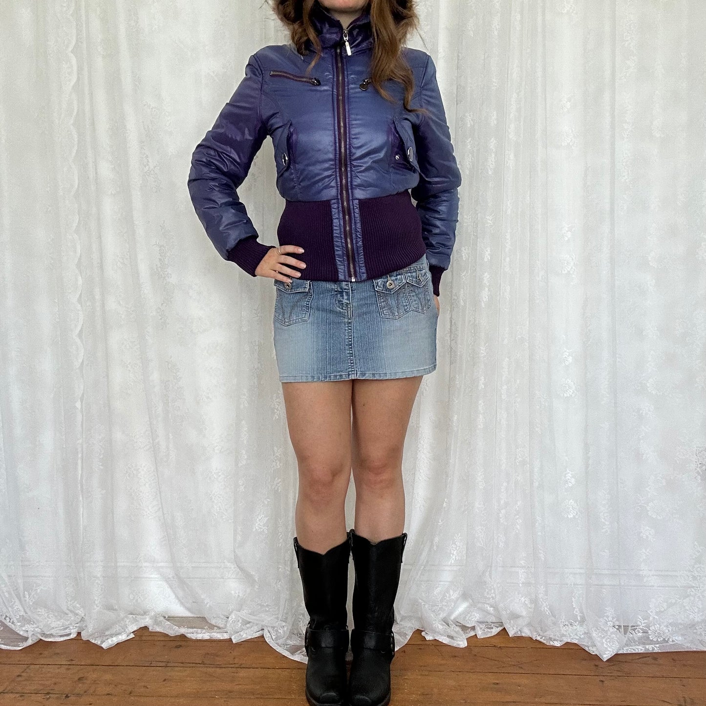 vintage 00s purple fitted puffer jacket