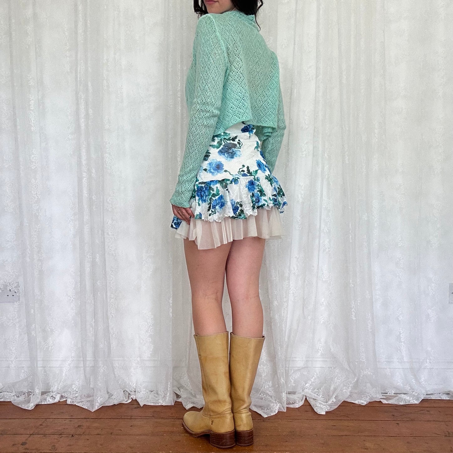 vintage 00s mint crochet bolero