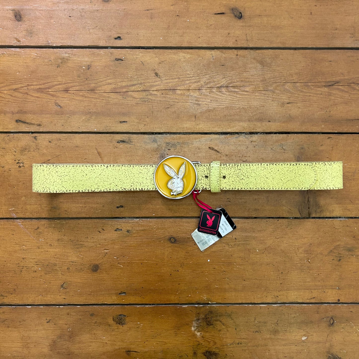 vintage 00s yellow playboy belt