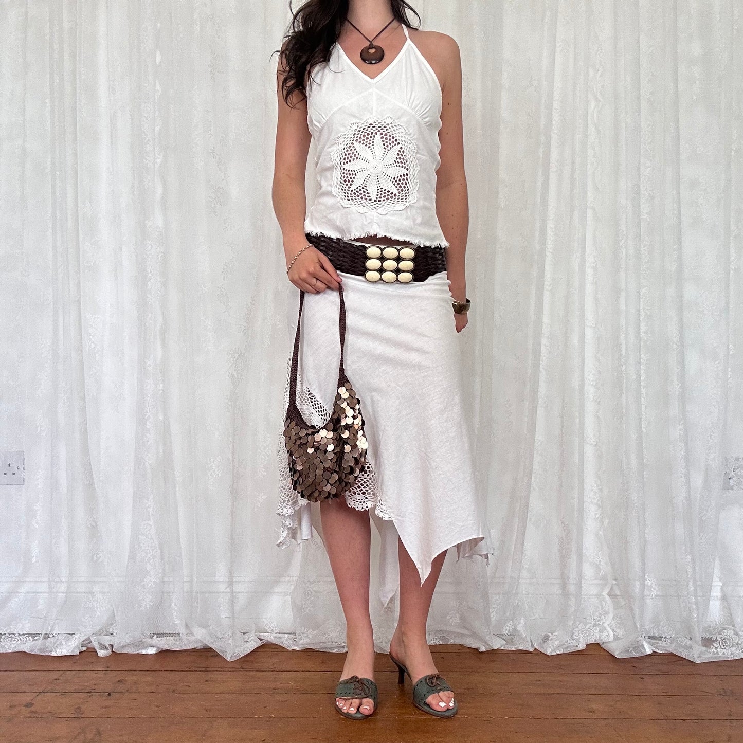 vintage 00s brown sequin mini bag