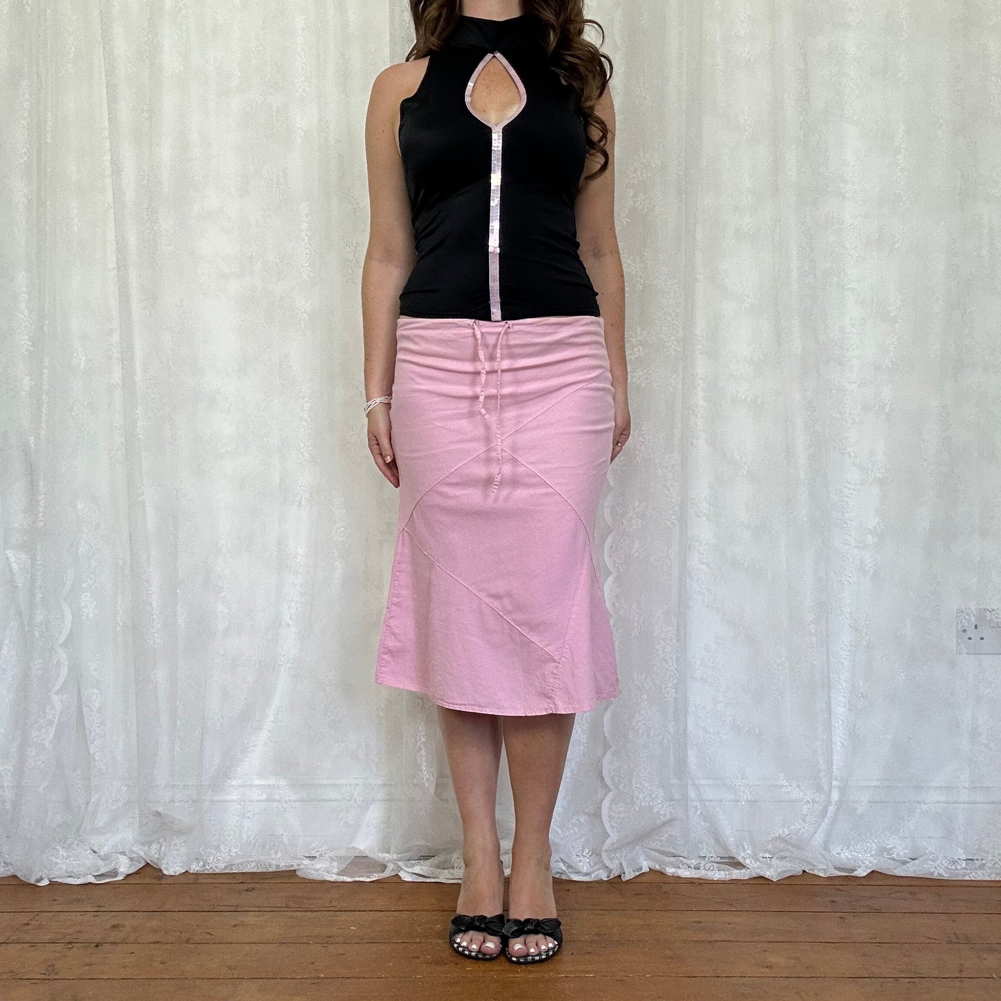 vintage 00s black slinky keyhole top