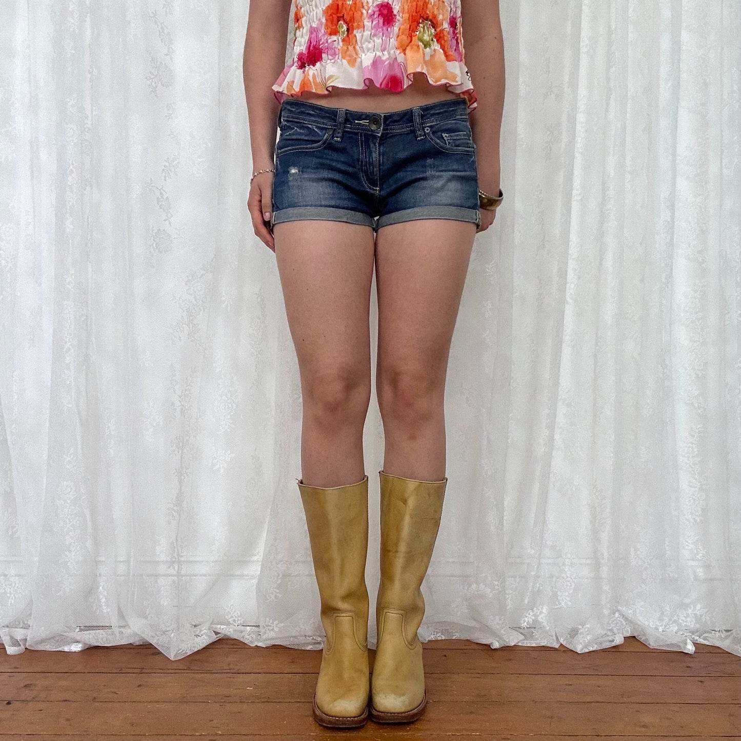 vintage 00s denim micro mini shorts