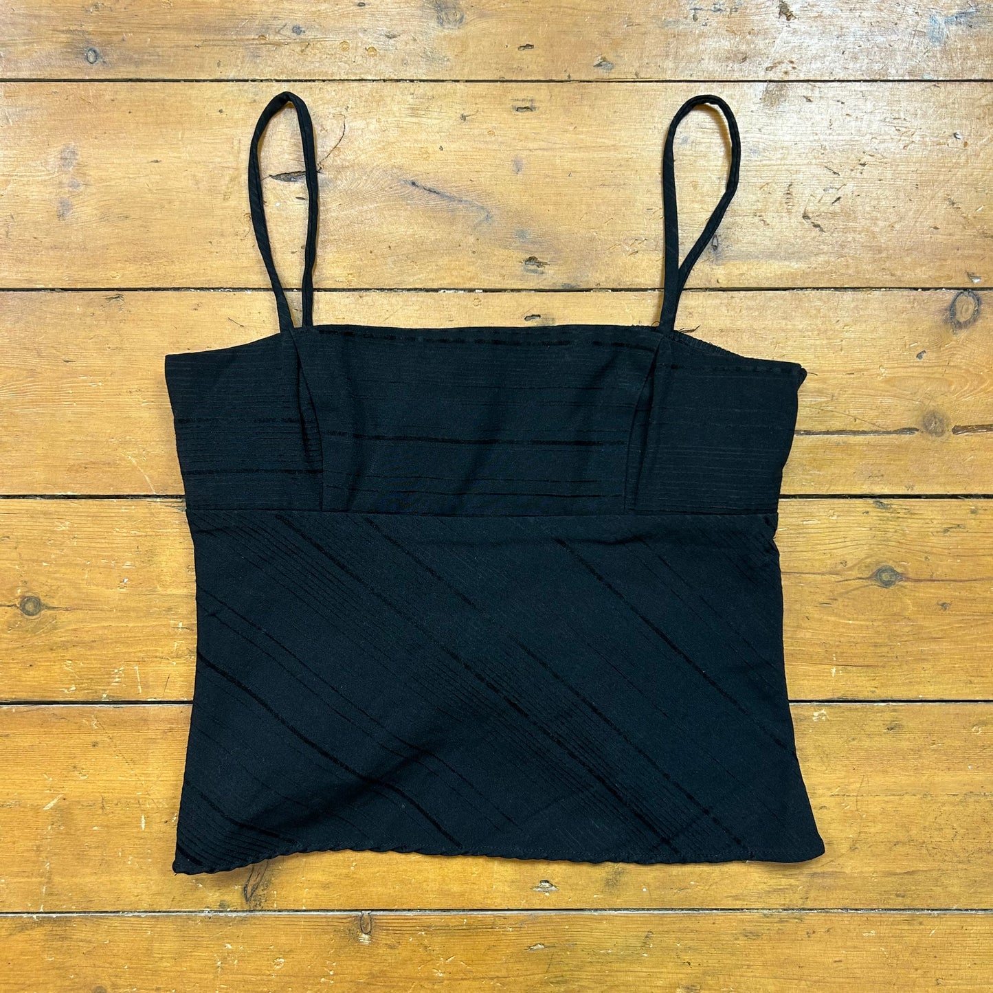 vintage 00s black square neck tie back cami