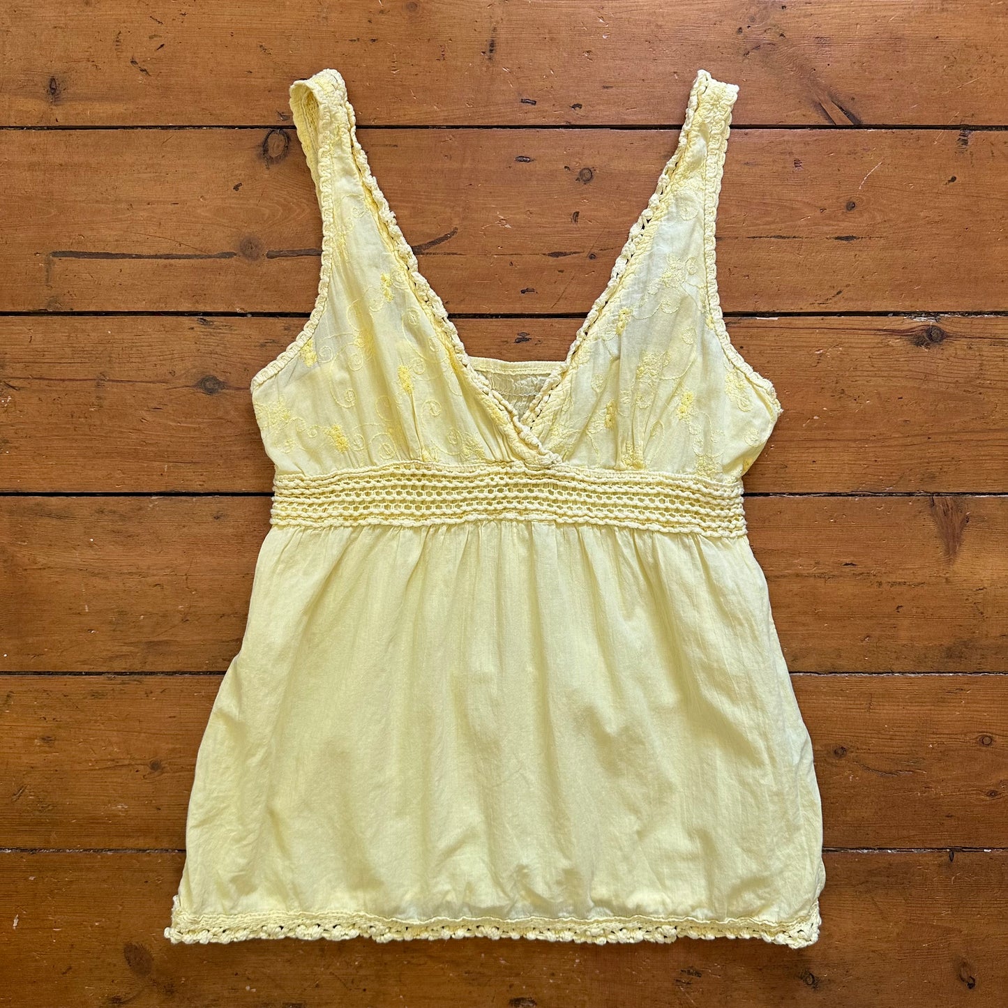 vintage 00s yellow babydoll cami top