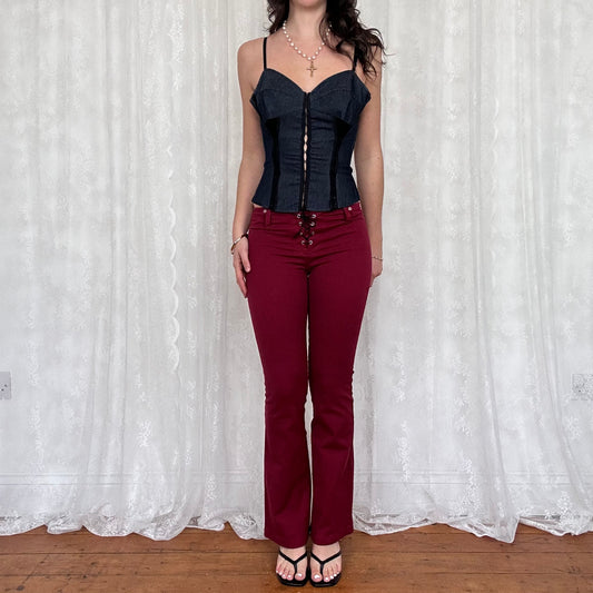 vintage 00s denim and mesh corset top