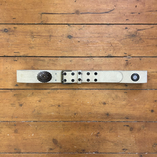vintage 00s cream suede belt with hardware