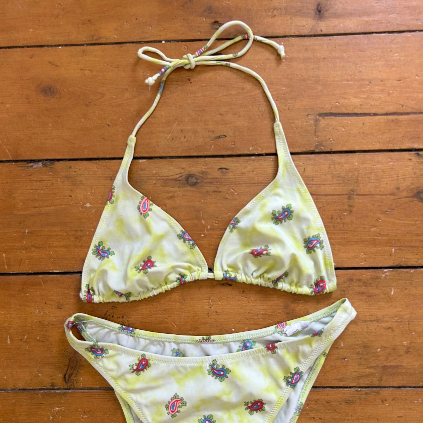 vintage 00s green paisley bikini set