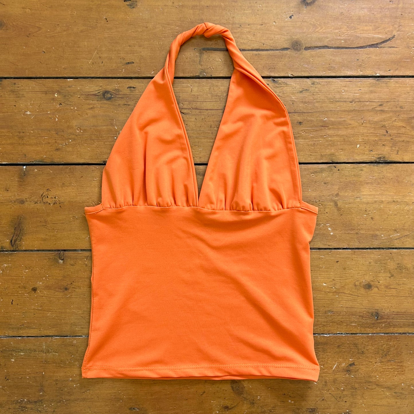 vintage 00s orange twist halter neck cami