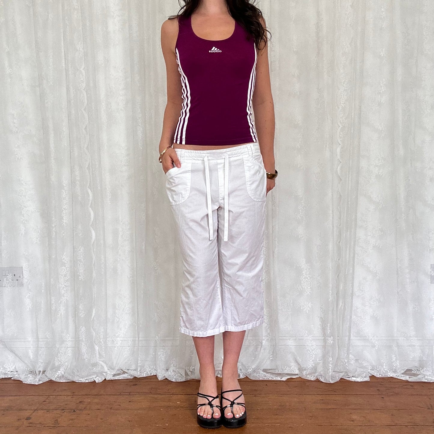vintage 00s purple fitted adidas vest top
