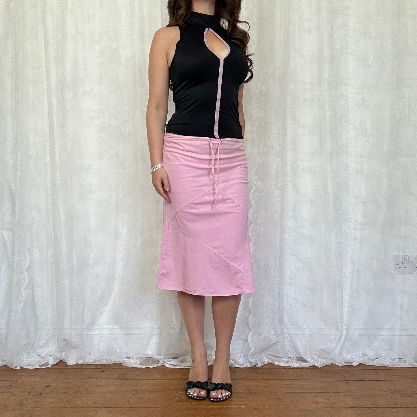 vintage 00s black slinky keyhole top