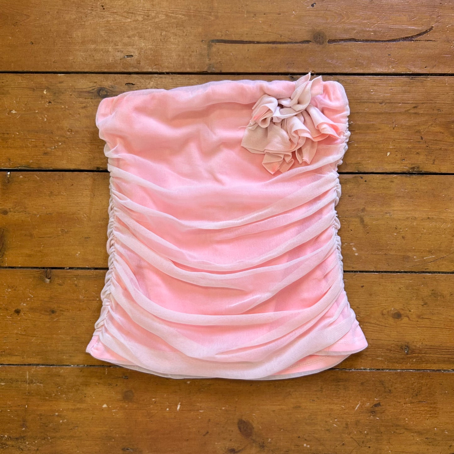 vintage 00s pink strapless mesh top