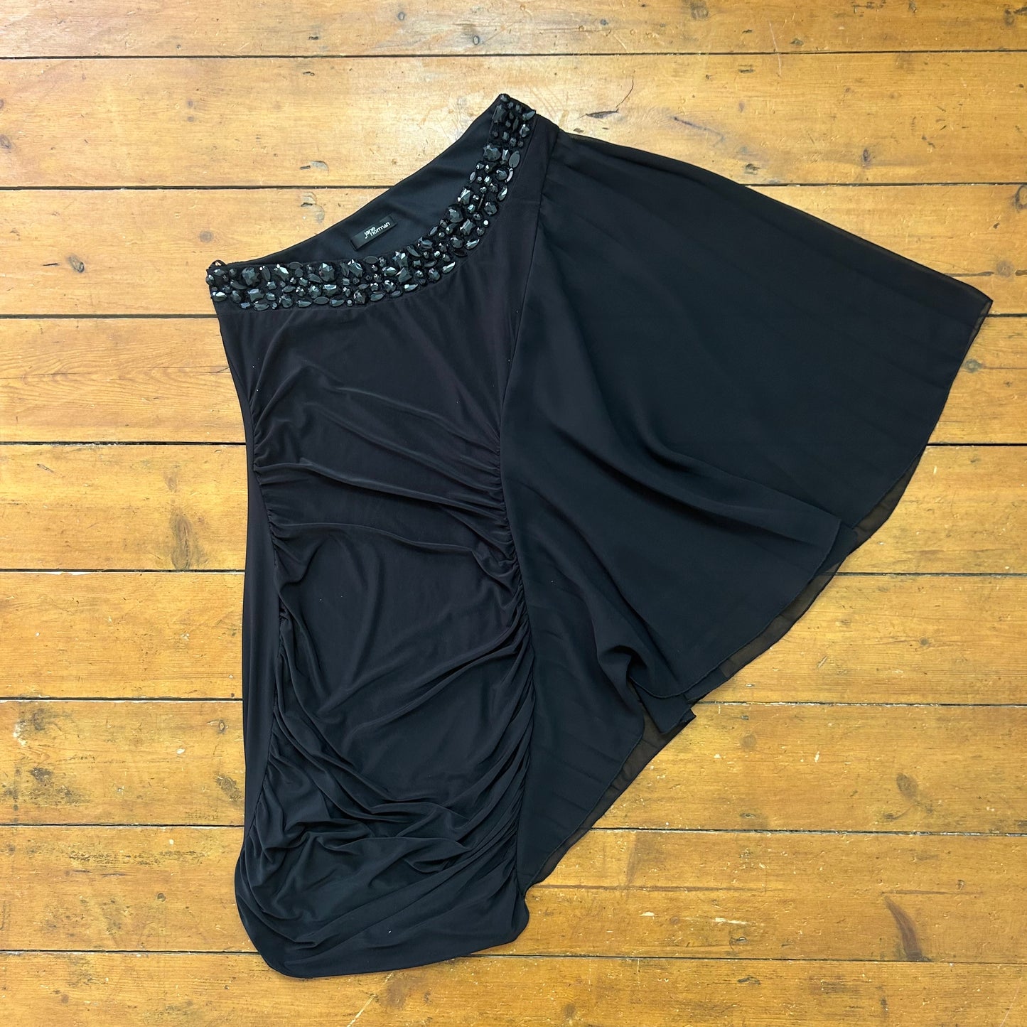 vintage 00s black one shoulder club dress