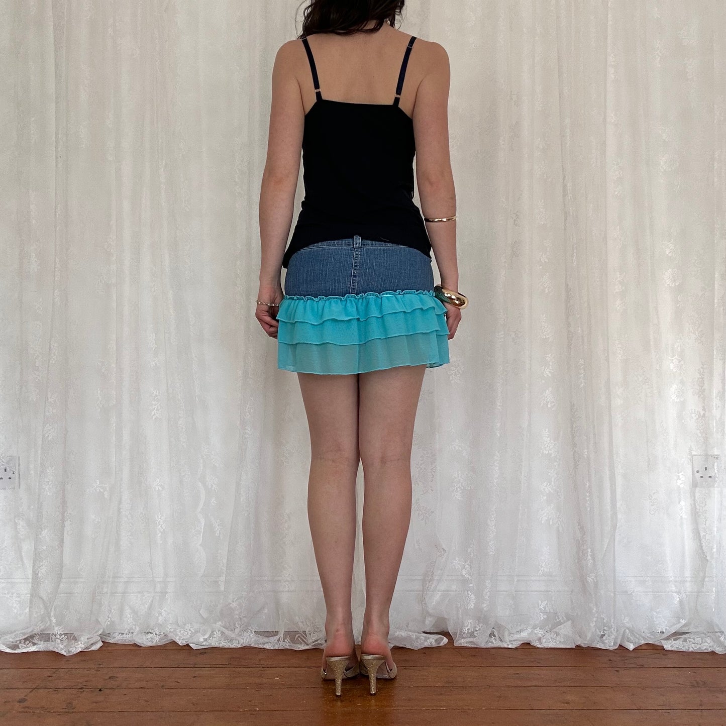 vintage 00s navy blue floral cami top