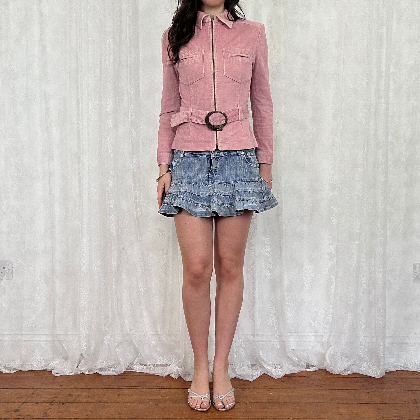 vintage 00s baby pink fitted jacket