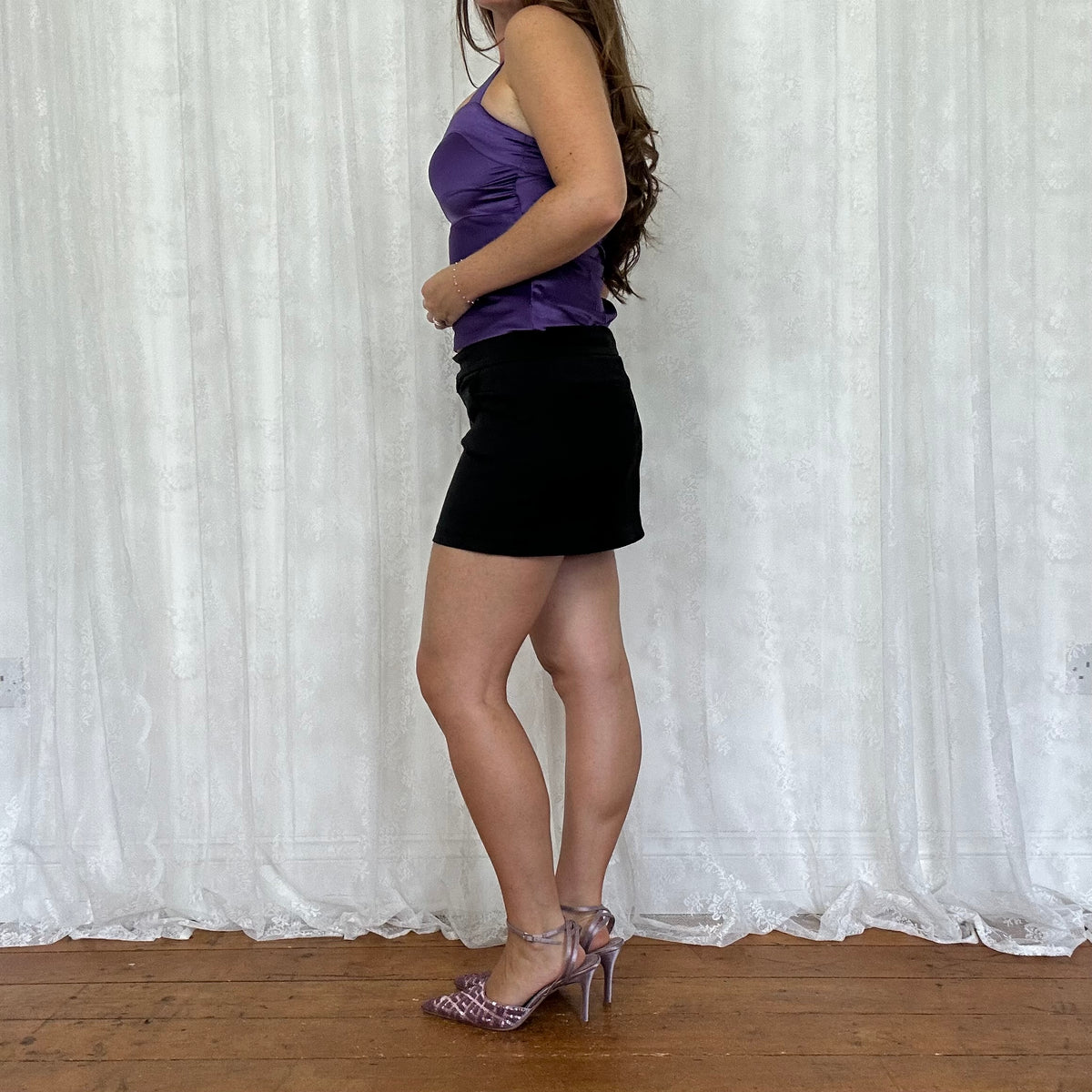 vintage 00s black suit style mini skirt